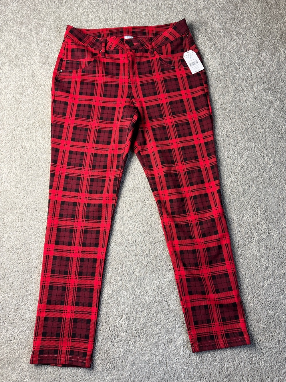 Time and Tru Red and Black Plaid Straight Leg Pants